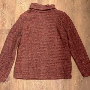 Deep red A.P.C Paris sweater. Zip up in the back. Super flattering.